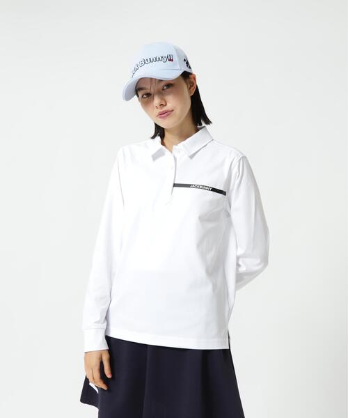 Jack Bunny!!(ジャックバニー)の「【Jack Bunny!!】23Gスムース長袖ポロシャツ(ポロシャツ・レディース・ホワイト/ネイビー・SMALL/MEDIUM/LARGE)」の4枚目の写真