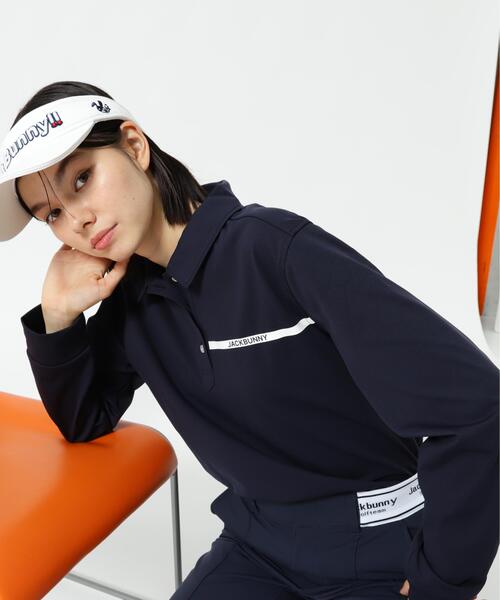 Jack Bunny!!(ジャックバニー)の「【Jack Bunny!!】23Gスムース長袖ポロシャツ(ポロシャツ・レディース・ホワイト/ネイビー・SMALL/MEDIUM/LARGE)」の9枚目の写真