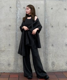 choker shawl lib knit 3set /チョーカーショールリブニット3点セット