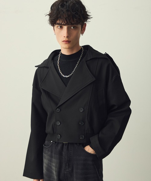Shoowtime(ショウタイム)の「Cropped Double Jacket / クロップドダブルジャケット(ブルゾン・メンズ・ブラック/グレー・X-LARGE/LARGE/MEDIUM)」の2枚目の写真