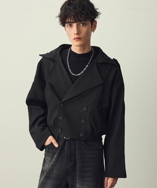Shoowtime(ショウタイム)の「Cropped Double Jacket / クロップドダブルジャケット(ブルゾン・メンズ・ブラック/グレー・X-LARGE/LARGE/MEDIUM)」の4枚目の写真