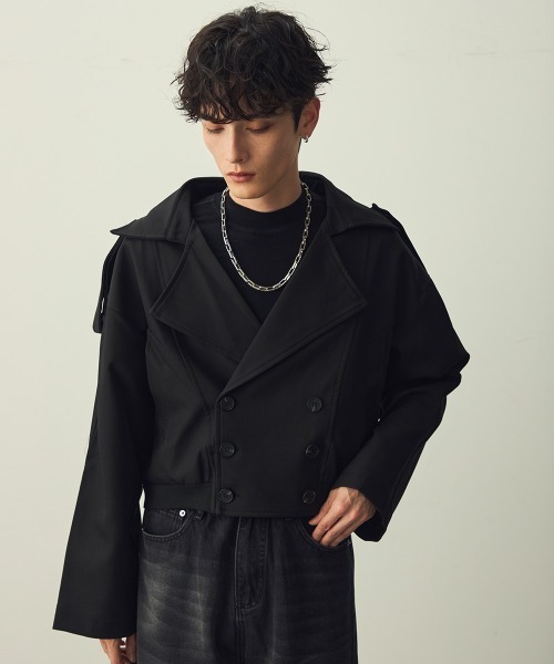 Shoowtime(ショウタイム)の「Cropped Double Jacket / クロップドダブルジャケット(ブルゾン・メンズ・ブラック/グレー・X-LARGE/LARGE/MEDIUM)」の5枚目の写真