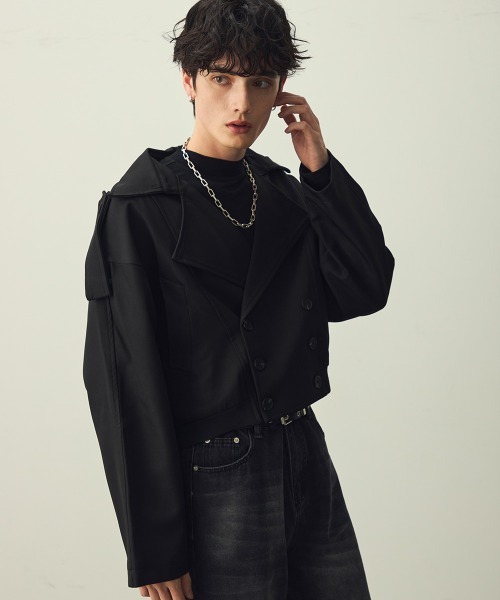 Shoowtime(ショウタイム)の「Cropped Double Jacket / クロップドダブルジャケット(ブルゾン・メンズ・ブラック/グレー・X-LARGE/LARGE/MEDIUM)」の6枚目の写真