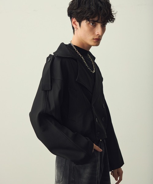 Shoowtime(ショウタイム)の「Cropped Double Jacket / クロップドダブルジャケット(ブルゾン・メンズ・ブラック/グレー・X-LARGE/LARGE/MEDIUM)」の7枚目の写真