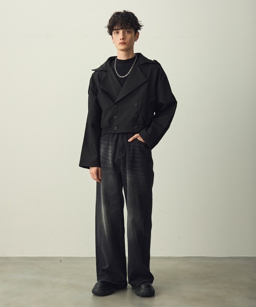 Shoowtime(ショウタイム)の「Cropped Double Jacket / クロップドダブルジャケット(ブルゾン・メンズ・ブラック/グレー・X-LARGE/LARGE/MEDIUM)」の11枚目の写真