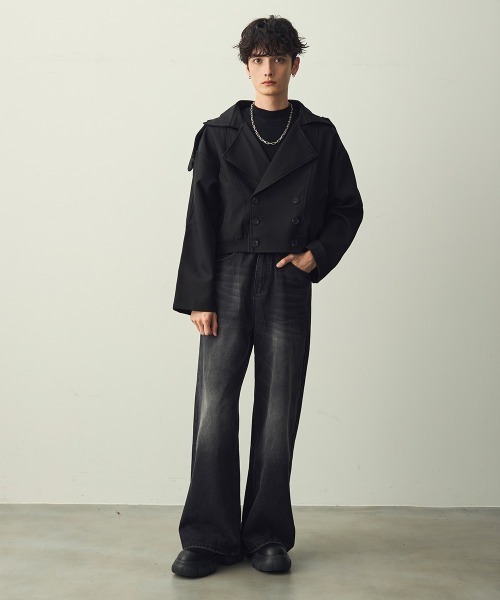 Shoowtime(ショウタイム)の「Cropped Double Jacket / クロップドダブルジャケット(ブルゾン・メンズ・ブラック/グレー・X-LARGE/LARGE/MEDIUM)」の12枚目の写真