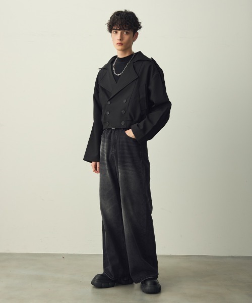 Shoowtime(ショウタイム)の「Cropped Double Jacket / クロップドダブルジャケット(ブルゾン・メンズ・ブラック/グレー・X-LARGE/LARGE/MEDIUM)」の14枚目の写真