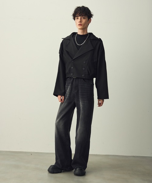 Shoowtime(ショウタイム)の「Cropped Double Jacket / クロップドダブルジャケット(ブルゾン・メンズ・ブラック/グレー・X-LARGE/LARGE/MEDIUM)」の18枚目の写真