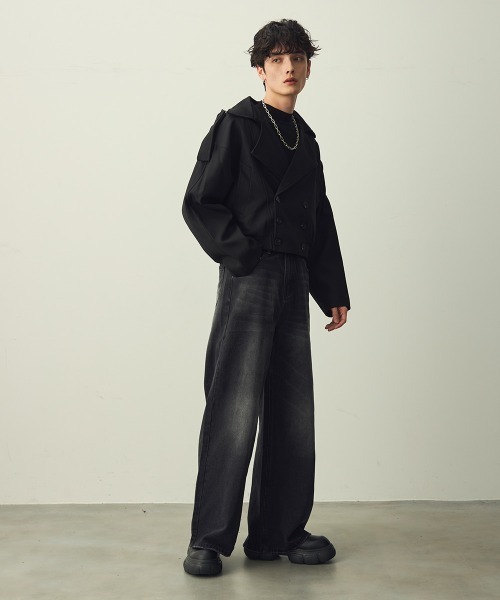 Shoowtime(ショウタイム)の「Cropped Double Jacket / クロップドダブルジャケット(ブルゾン・メンズ・ブラック/グレー・X-LARGE/LARGE/MEDIUM)」の17枚目の写真
