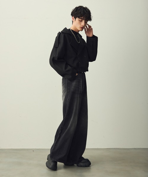 Shoowtime(ショウタイム)の「Cropped Double Jacket / クロップドダブルジャケット(ブルゾン・メンズ・ブラック/グレー・X-LARGE/LARGE/MEDIUM)」の15枚目の写真