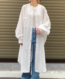 バックギャザールーズシャツワンピース