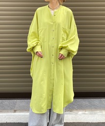 バックギャザールーズシャツワンピース