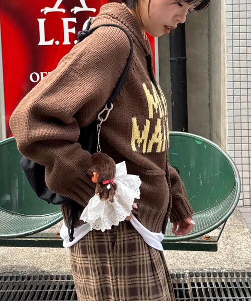 CIAOPANIC TYPY（チャオパニックティピー）の「【UNISEX】ロゴショールカラーニットカーディガン（カーディガン/ボレロ・レディース・ネイビー/ブラウン・MEDIUM/LARGE）」の8枚目の写真