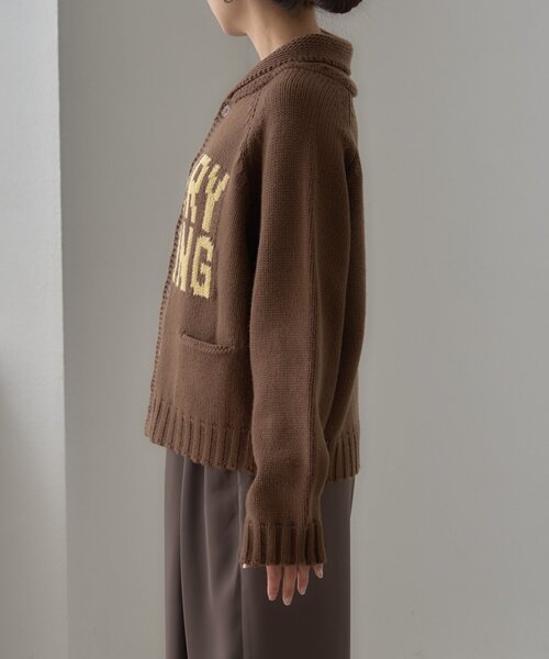 CIAOPANIC TYPY（チャオパニックティピー）の「【UNISEX】ロゴショールカラーニットカーディガン（カーディガン/ボレロ・レディース・ネイビー/ブラウン・MEDIUM/LARGE）」の16枚目の写真