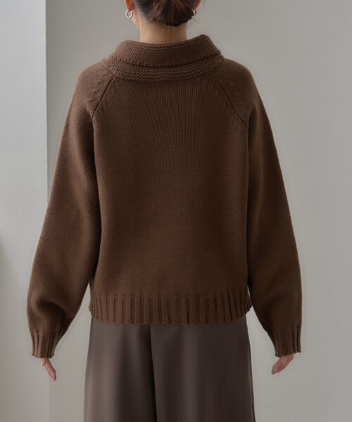 CIAOPANIC TYPY（チャオパニックティピー）の「【UNISEX】ロゴショールカラーニットカーディガン（カーディガン/ボレロ・レディース・ネイビー/ブラウン・MEDIUM/LARGE）」の17枚目の写真