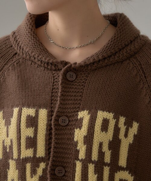 CIAOPANIC TYPY（チャオパニックティピー）の「【UNISEX】ロゴショールカラーニットカーディガン（カーディガン/ボレロ・レディース・ネイビー/ブラウン・MEDIUM/LARGE）」の18枚目の写真