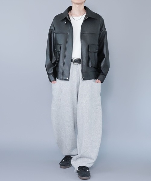 SPINNS（スピンズ）の「バルーンスウェットパンツ/カーブ・バレルシルエット（その他パンツ・メンズ・杢グレー/チャコール/ブラック・M/L）」の5枚目の写真