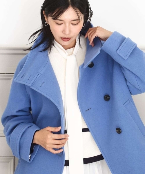 超軽量]エアリアルウール スタンドカラーショートコート（ステンカラー