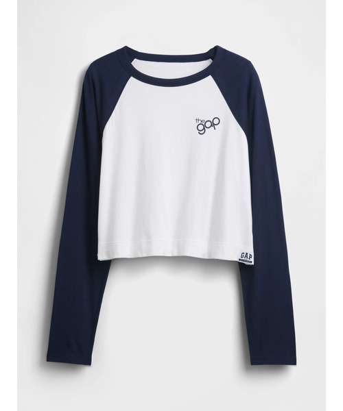 GAP(ギャップ)の「リラックスフィット ラグランスリーブクロップド GAPロゴTシャツ(Tシャツ/カットソー・レディース・ネイビー/グリーン/ブラック/ワイン・XS/S/M/L/XL/XXS)」の5枚目の写真