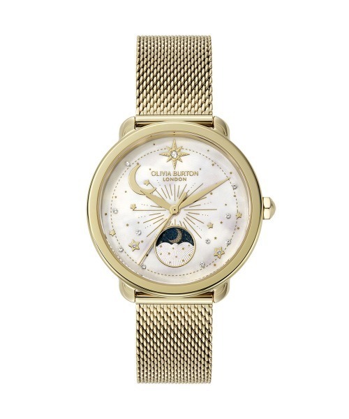 OLIVIA BURTON(オリビアバートン)の「「OLIVIA BURTON/オリビアバートン」 セレスティアル - 34mm ムーン ホワイト&ゴールドメッシュ(アナログ腕時計・レディース・イエローゴールド/ピンクゴールド・FREE)」の6枚目の写真