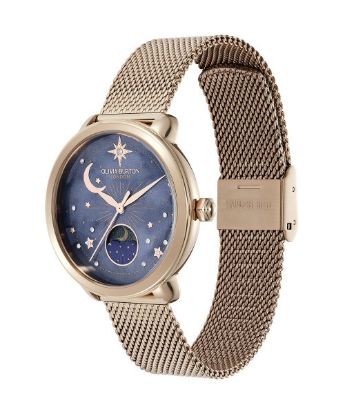 OLIVIA BURTON(オリビアバートン)の「「OLIVIA BURTON/オリビアバートン」 セレスティアル - 34mm ムーン ホワイト&ゴールドメッシュ(アナログ腕時計・レディース・イエローゴールド/ピンクゴールド・FREE)」の13枚目の写真