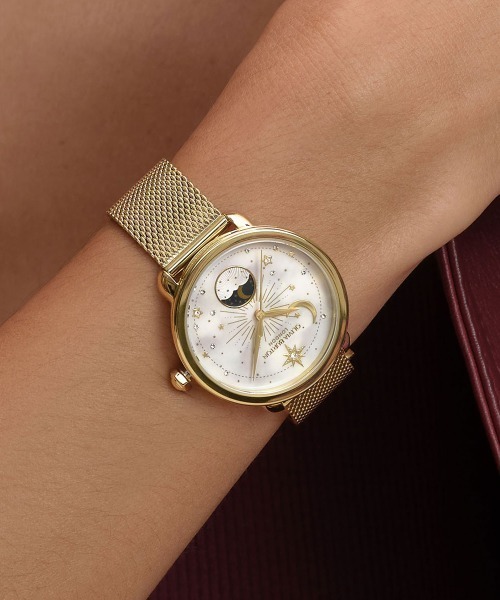 OLIVIA BURTON(オリビアバートン)の「「OLIVIA BURTON/オリビアバートン」 セレスティアル - 34mm ムーン ホワイト&ゴールドメッシュ(アナログ腕時計・レディース・イエローゴールド/ピンクゴールド・FREE)」の10枚目の写真