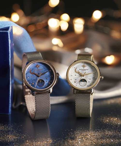 OLIVIA BURTON(オリビアバートン)の「「OLIVIA BURTON/オリビアバートン」 セレスティアル - 34mm ムーン ホワイト&ゴールドメッシュ(アナログ腕時計・レディース・イエローゴールド/ピンクゴールド・FREE)」の3枚目の写真