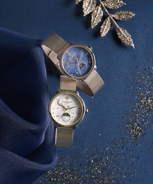 OLIVIA BURTON(オリビアバートン)の「「OLIVIA BURTON/オリビアバートン」 セレスティアル - 34mm ムーン ホワイト&ゴールドメッシュ(アナログ腕時計・レディース・イエローゴールド/ピンクゴールド・FREE)」の4枚目の写真