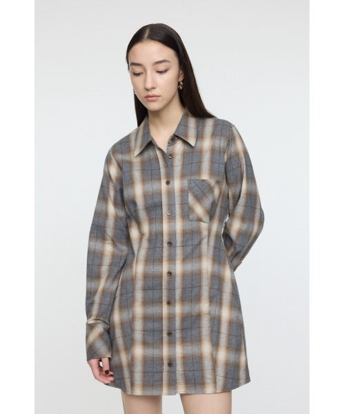MOUSSY（マウジー）の「CHECK SHIRT ドレス（ワンピース・レディース・ブルー/ベージュ/ピンク・1/2）」の7枚目の写真