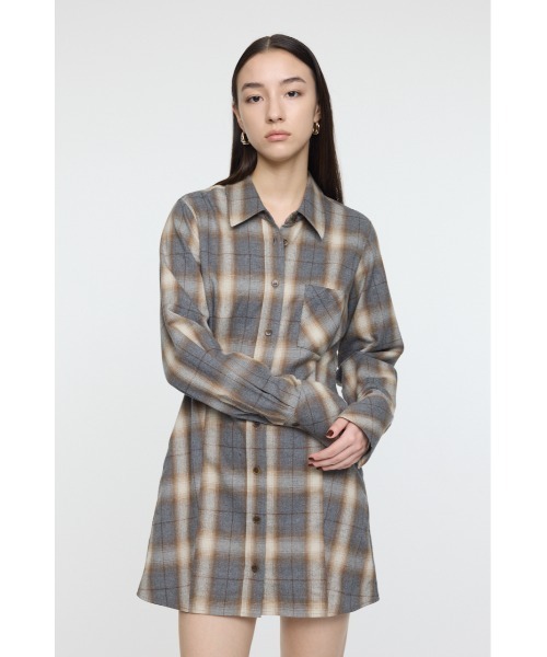 MOUSSY（マウジー）の「CHECK SHIRT ドレス（ワンピース・レディース・ブルー/ベージュ/ピンク・1/2）」の8枚目の写真