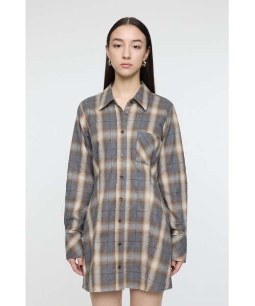 MOUSSY（マウジー）の「CHECK SHIRT ドレス（ワンピース・レディース・ブルー/ベージュ/ピンク・1/2）」の9枚目の写真