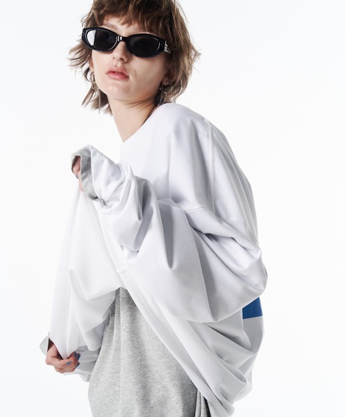 JOSE MOON(ジョゼムーン)の「OVER PRINT LONG TSHIRT/オーバープリントロングTシャツ(Tシャツ/カットソー・レディース・ブラック/ホワイト/ライトグレー・FREE)」の18枚目の写真