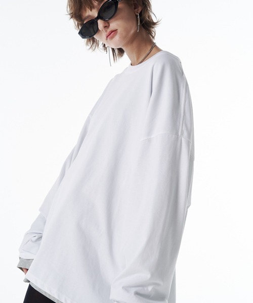 JOSE MOON(ジョゼムーン)の「OVER PRINT LONG TSHIRT/オーバープリントロングTシャツ(Tシャツ/カットソー・レディース・ブラック/ホワイト/ライトグレー・FREE)」の19枚目の写真