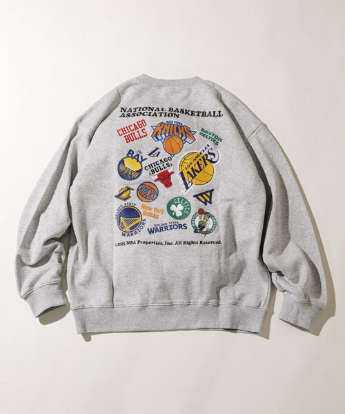 NBA 別注 チーム レタリング スウェット Bulls チャコールグレー　M NBA トレーナー スウェット 別注ランダムチーム バックロゴ クルー