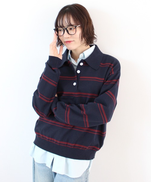 ABYS(アビス)の「襟付きボーダーポロニットトップス(ニット/セーター・レディース・ネイビー/ミント/ブラウン・FREE)」の20枚目の写真