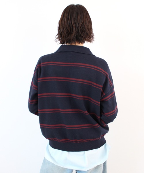 ABYS(アビス)の「襟付きボーダーポロニットトップス(ニット/セーター・レディース・ネイビー/ミント/ブラウン・FREE)」の22枚目の写真