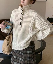 ゆったりタートルケーブルプルオーバー