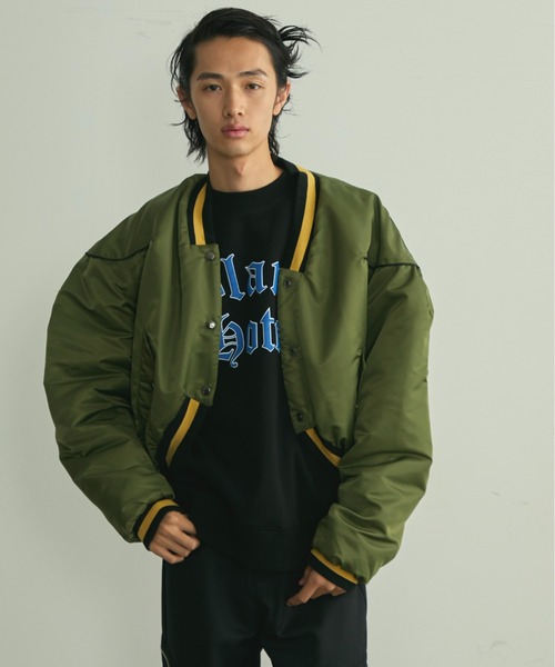 BLANK HOTEL(ブランクホテル)の「Padded Award Jacket / アワードパフジャケット(スタジャン・メンズ・カーキ/チャコールグレー・M/L)」の15枚目の写真