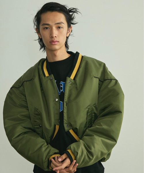 BLANK HOTEL(ブランクホテル)の「Padded Award Jacket / アワードパフジャケット(スタジャン・メンズ・カーキ/チャコールグレー・M/L)」の21枚目の写真