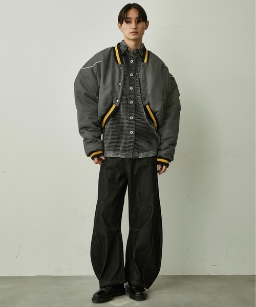BLANK HOTEL(ブランクホテル)の「Padded Award Jacket / アワードパフジャケット(スタジャン・メンズ・カーキ/チャコールグレー・M/L)」の5枚目の写真