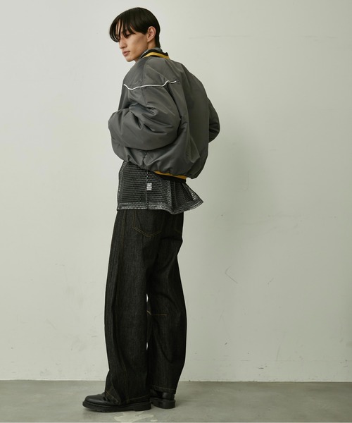 BLANK HOTEL(ブランクホテル)の「Padded Award Jacket / アワードパフジャケット(スタジャン・メンズ・カーキ/チャコールグレー・M/L)」の8枚目の写真