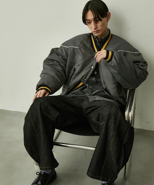 BLANK HOTEL(ブランクホテル)の「Padded Award Jacket / アワードパフジャケット(スタジャン・メンズ・カーキ/チャコールグレー・M/L)」の13枚目の写真