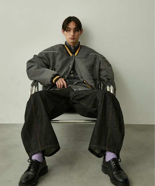 BLANK HOTEL(ブランクホテル)の「Padded Award Jacket / アワードパフジャケット(スタジャン・メンズ・カーキ/チャコールグレー・M/L)」の14枚目の写真
