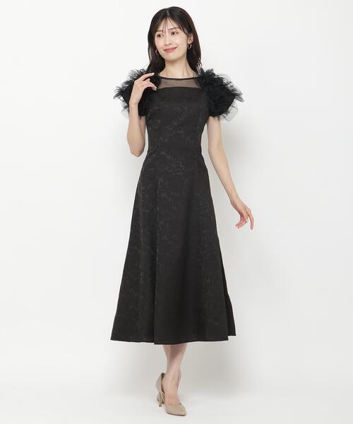 AND COUTURE（アンドクチュール）の「フリルチュールショルダーフレアドレス（ドレス・レディース・ブラック・FREE）」の2枚目の写真