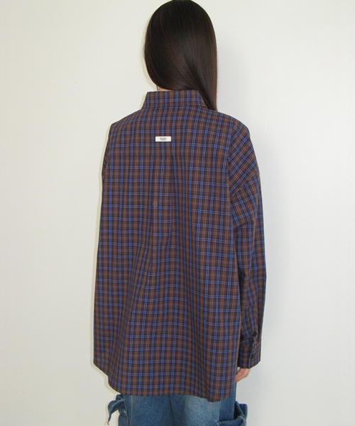 RONRON(ロンロン)の「RIBBON 2 POCKET LOOSE FIT CHECK SHIRT BLUE BROWN(シャツ/ブラウス・レディース・その他・FREE)」の5枚目の写真