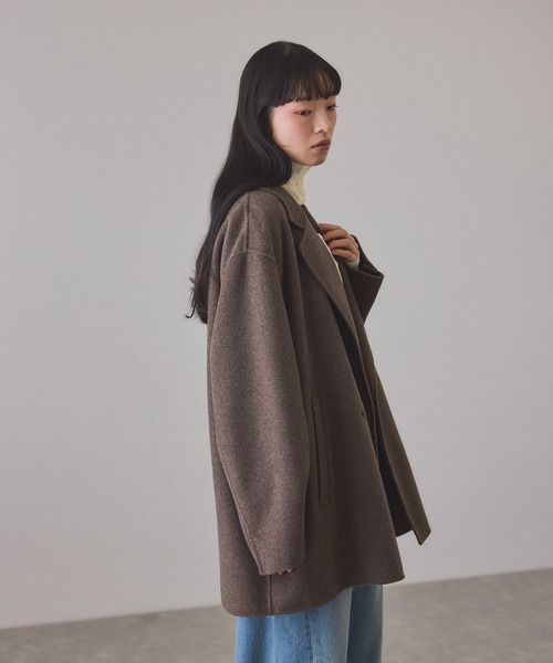 ADAM ET ROPE'(アダムエロペ)の「Super120’sリバージャケットコート(テーラードジャケット・レディース・チャコールグレー/ブラウン・FREE)」の19枚目の写真