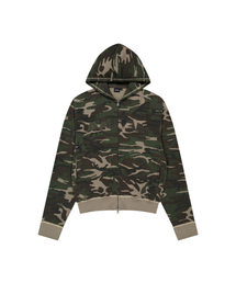 Camouflage Waffle Zip-Up Hoodie (Khaki)