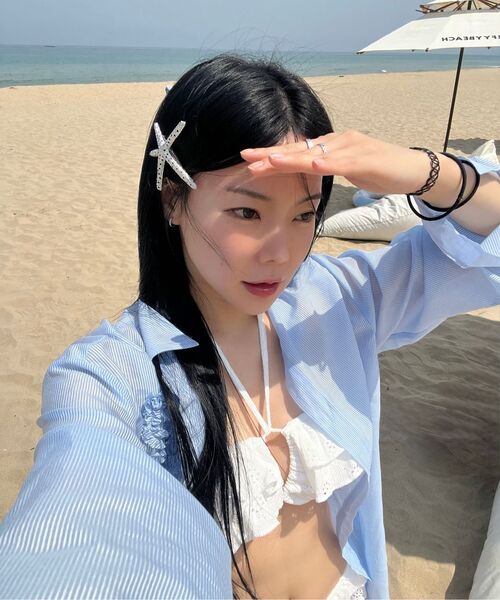 CRANK(クランク)の「フラワーストライプシアシャツ__ブルー(シャツ/ブラウス・レディース・その他・FREE)」の5枚目の写真