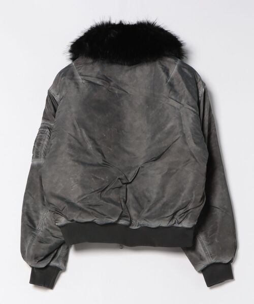 ８(eight)（エイト）の「ヴィンテージ加工ファー脱着フライトジャケット（ブルゾン・メンズ・グレー/ブラック/カーキ・MEDIUM/LARGE）」の4枚目の写真