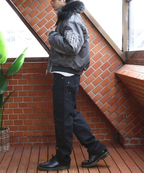 ８(eight)（エイト）の「ヴィンテージ加工ファー脱着フライトジャケット（ブルゾン・メンズ・グレー/ブラック/カーキ・MEDIUM/LARGE）」の18枚目の写真